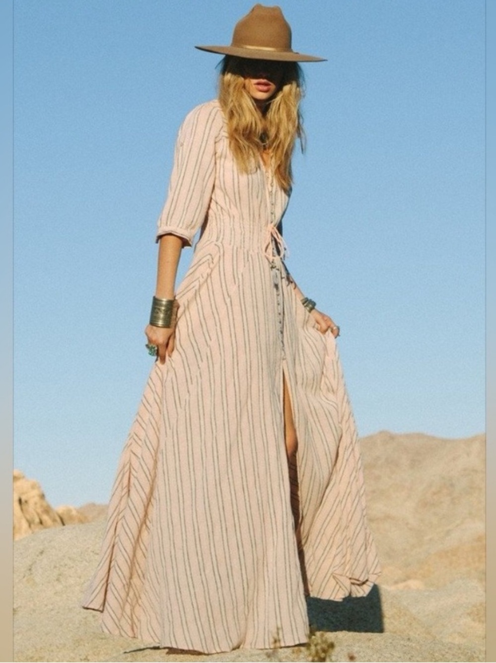 Spell & The Gypsy Coral Island Boho striped maxi dress Small NWT